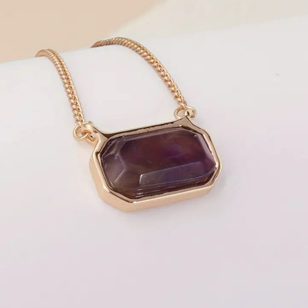 Anthropologie Amethyst Stone Necklace - Elegant Chain Necklace - NEW